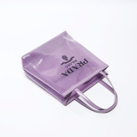 PRADA Small Sequin Mesh Tote Bag Purple WS11919
