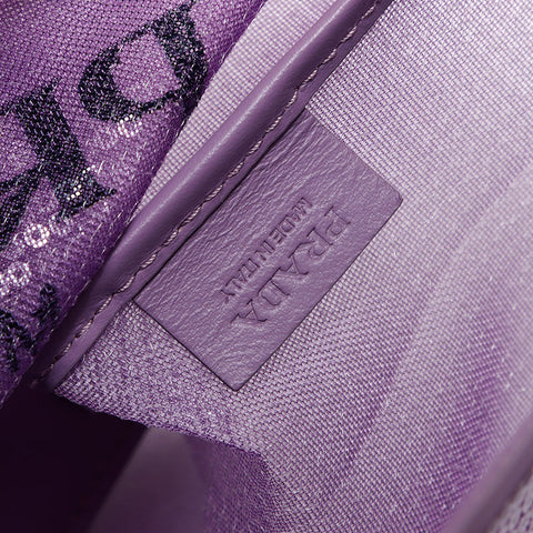 PRADA Small Sequin Mesh Tote Bag Purple WS11919