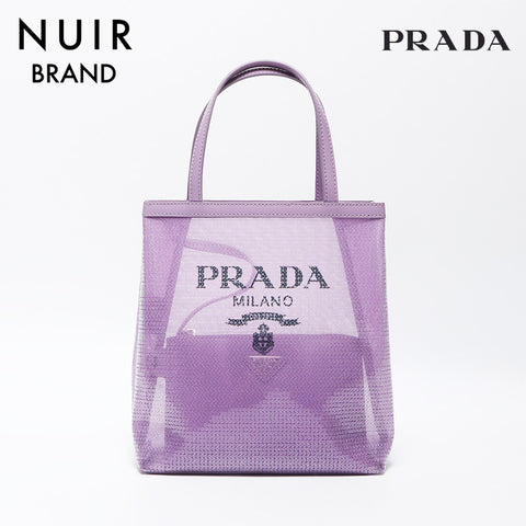PRADA Small Sequin Mesh Tote Bag Purple WS11919