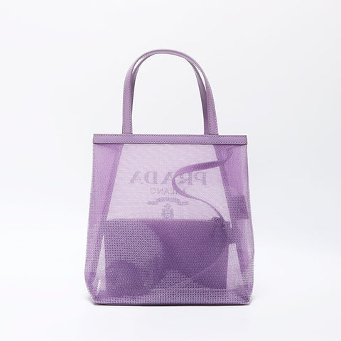 PRADA Small Sequin Mesh Tote Bag Purple WS11919