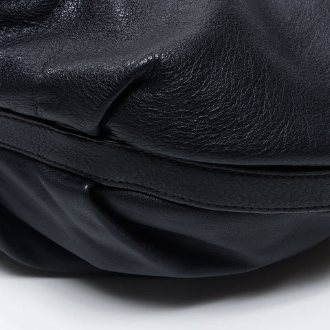 PRADA One Shoulder Leather Logo Handbag Black WS11922