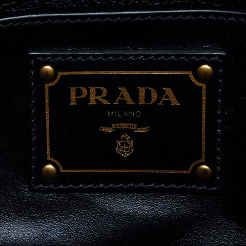 PRADA Vittero Dyno Triangle Logo Tag Leather 2-way Handbag Black WS11923