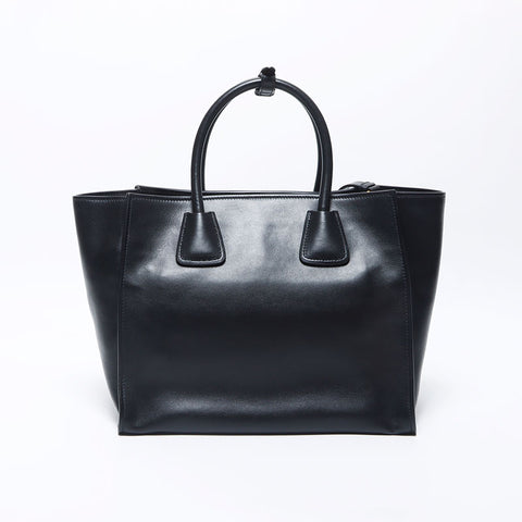 PRADA Vittero Dyno Triangle Logo Tag Leather 2-way Handbag Black WS11923