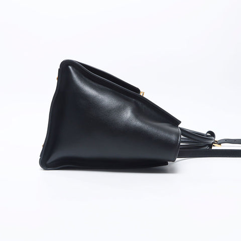 PRADA Vittero Dyno Triangle Logo Tag Leather 2-way Handbag Black WS11923