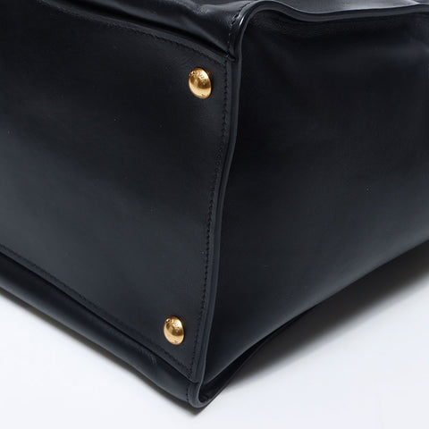 PRADA Vittero Dyno Triangle Logo Tag Leather 2-way Handbag Black WS11923