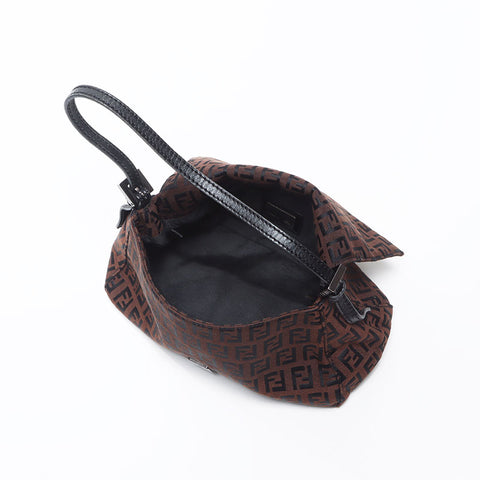 FENDI Zucchino Mamma Bucket Mini Shoulder Bag Brown WS11924