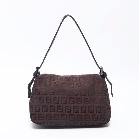 FENDI Zucchino Mamma Bucket Mini Shoulder Bag Brown WS11924