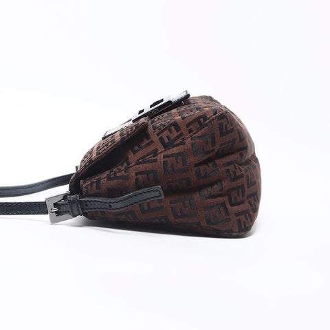 FENDI Zucchino Mamma Bucket Mini Shoulder Bag Brown WS11924