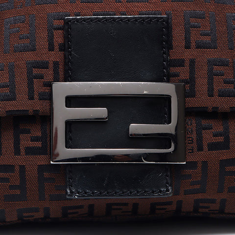 FENDI Zucchino Mamma Bucket Mini Shoulder Bag Brown WS11924