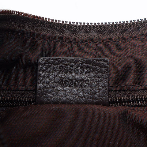 Gucci GG帆布银五金肩袋黑色深棕色WS11939