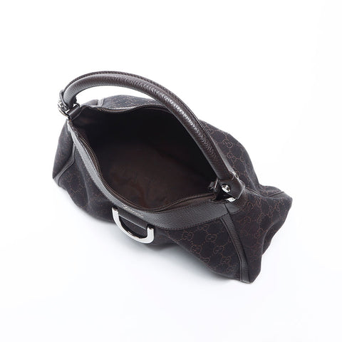 Gucci GG帆布银五金肩袋黑色深棕色WS11939
