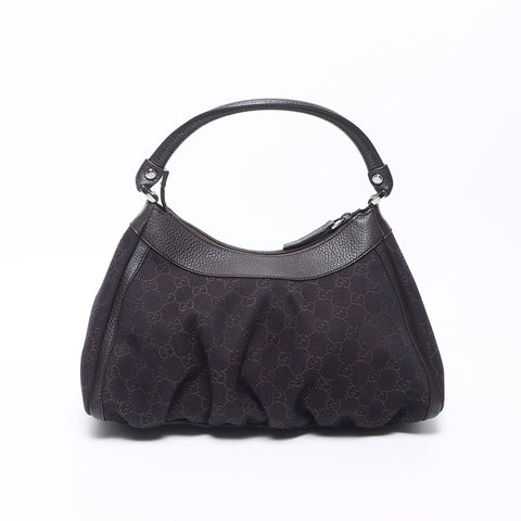 Gucci GG帆布银五金肩袋黑色深棕色WS11939