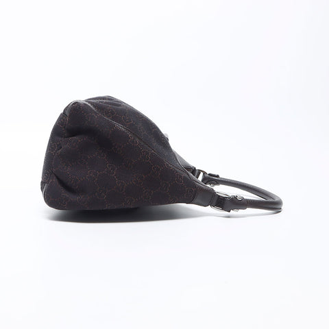 Gucci GG帆布银五金肩袋黑色深棕色WS11939