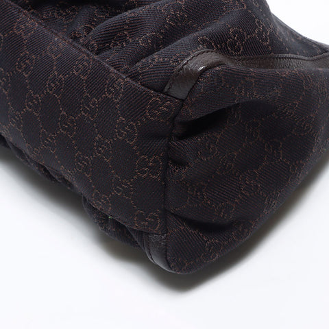 Gucci GG帆布银五金肩袋黑色深棕色WS11939
