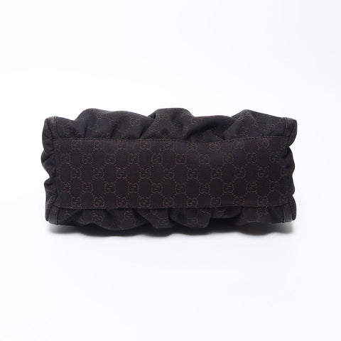 Gucci GG帆布银五金肩袋黑色深棕色WS11939