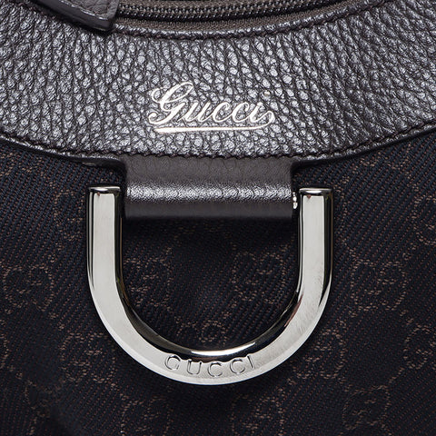 Gucci GG帆布银五金肩袋黑色深棕色WS11939