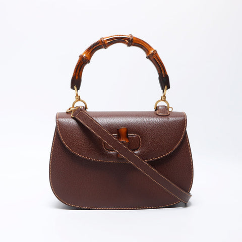 Gucci竹皮与镜肩袋棕色WS11944