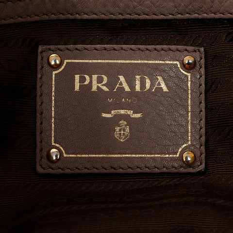 PRADA Cuir à 2 voies Logo fourre-tout beige WS11945