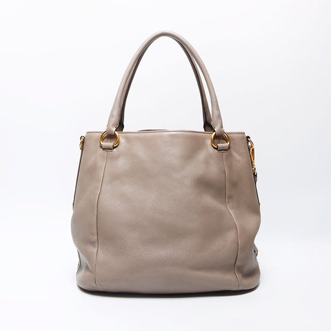 PRADA Cuir à 2 voies Logo fourre-tout beige WS11945