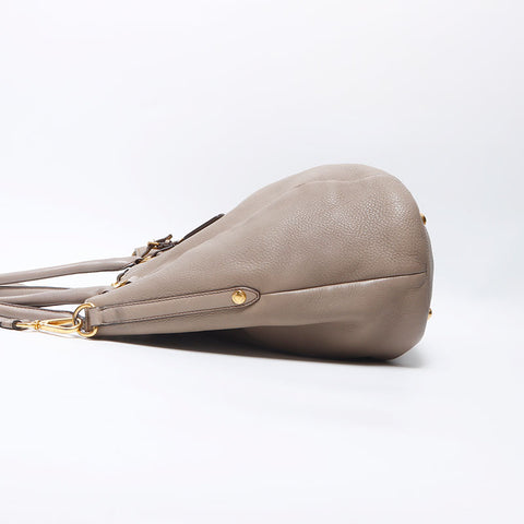 PRADA Cuir à 2 voies Logo fourre-tout beige WS11945