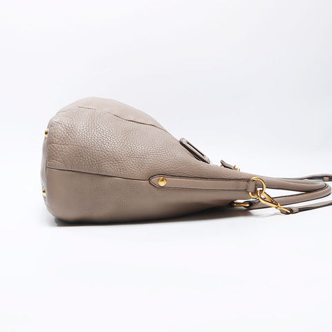 PRADA Cuir à 2 voies Logo fourre-tout beige WS11945