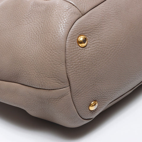 PRADA Cuir à 2 voies Logo fourre-tout beige WS11945