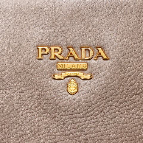 PRADA Cuir à 2 voies Logo fourre-tout beige WS11945