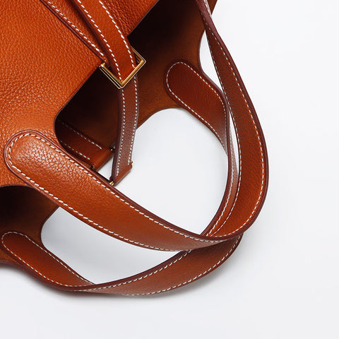 Hermes HERMES W engraved Picotin Lock PM Handbag Brown WS11947
