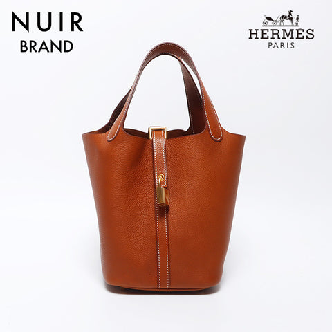 Hermes HERMES W engraved Picotin Lock PM Handbag Brown WS11947