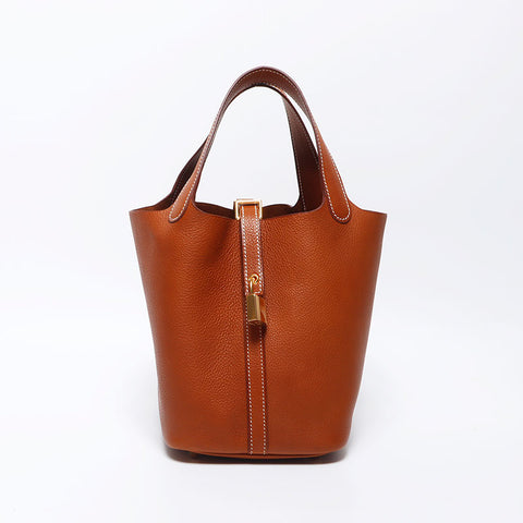 Hermes HERMES W engraved Picotin Lock PM Handbag Brown WS11947