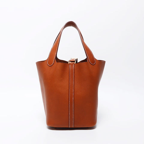 Hermes HERMES W engraved Picotin Lock PM Handbag Brown WS11947