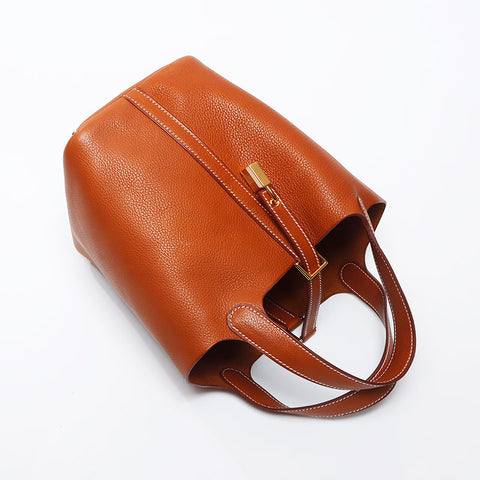 Hermes HERMES W engraved Picotin Lock PM Handbag Brown WS11947