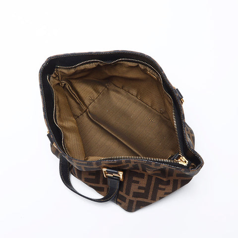 Hermes Zucca Canvas Satchel Handbag Brown WS11948