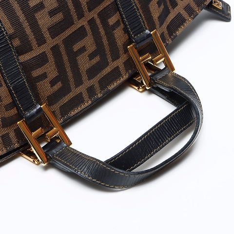 Hermes Zucca Canvas Satchel Handbag Brown WS11948
