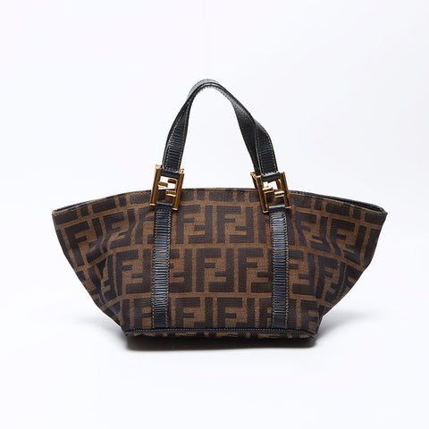 Hermes Zucca Canvas Satchel Handbag Brown WS11948