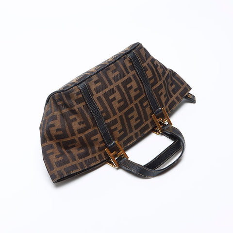 Hermes Zucca Canvas Satchel Handbag Brown WS11948