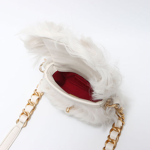 Chanel Eco Fur Mini Flap Chain 2023aw Shoulder Bag White WS11949