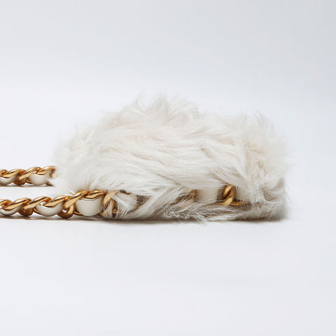Chanel Eco Fur Mini Flap Chain 2023aw Shoulder Bag White WS11949