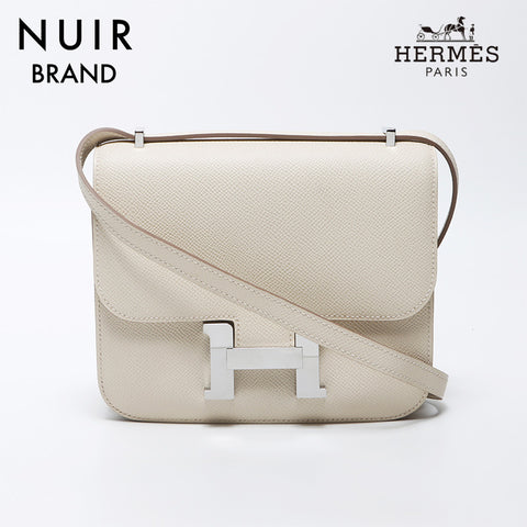 Hermes Constance Mini Silver Metal Fittings W Engraved 2024 Shoulder Bag White WS11950