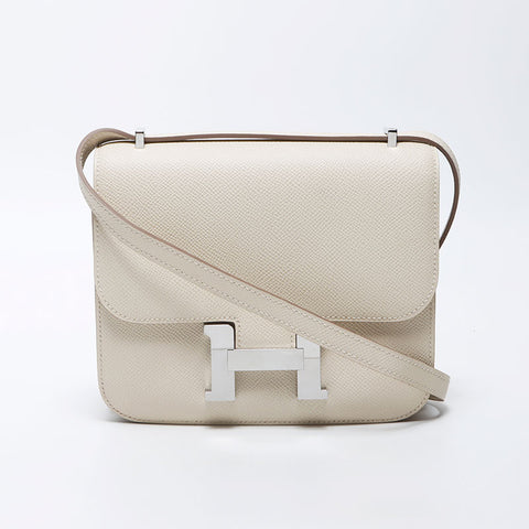 Hermes Constance Mini Silver Metal Fittings W Engraved 2024 Shoulder Bag White WS11950