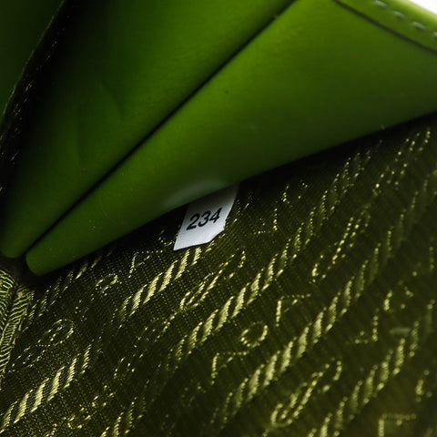 PRADA Triangle Logo Mini Peach 2024 Patent Chain Shoulder Bag Green WS11951