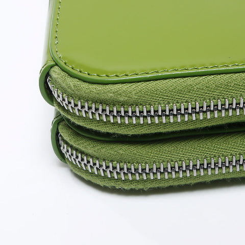 PRADA Triangle Logo Mini Peach 2024 Patent Chain Shoulder Bag Green WS11951