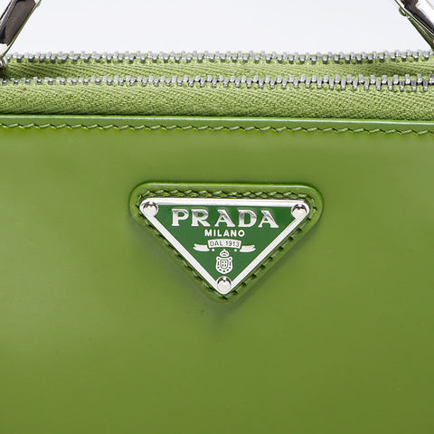 PRADA Triangle Logo Mini Peach 2024 Patent Chain Shoulder Bag Green WS11951