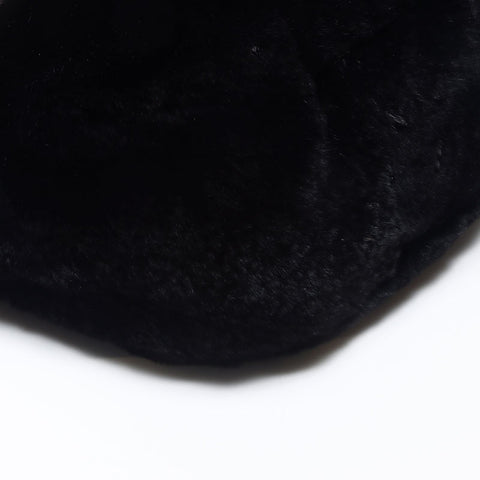 Chanel Chain Rabbit Fur Silver Coco Mark Shoulder Bag Black WS11952