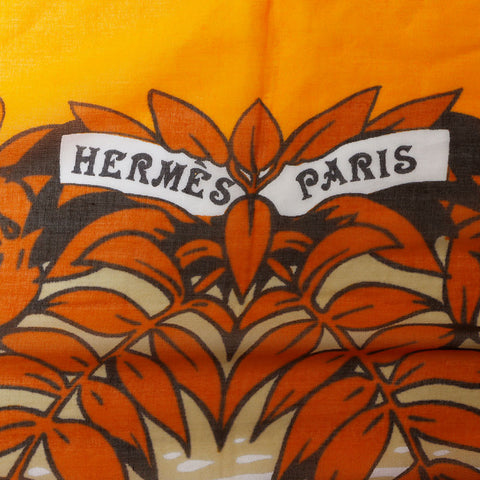 Hermes HERMES Large Tiger Tiger Cotton Scarf Orange WS11953