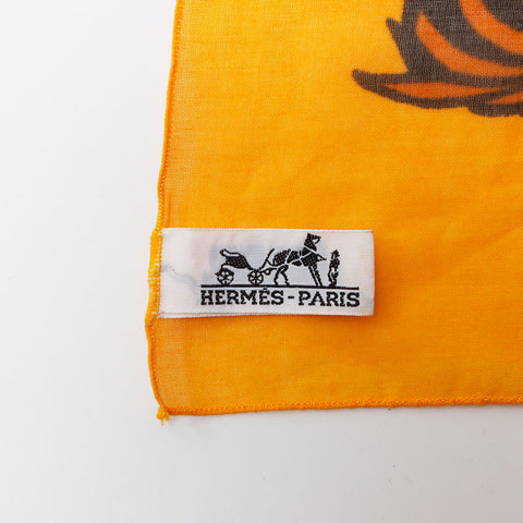 Hermes HERMES Large Tiger Tiger Cotton Scarf Orange WS11953