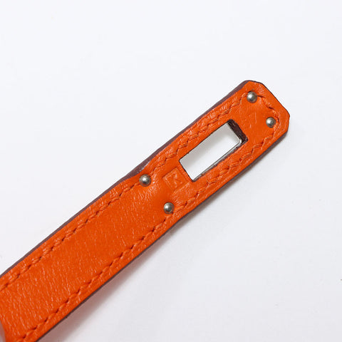 Hermes HERMES ◻︎K 2007 Silver Metal Pochette Kelly Handbag Orange WS11954