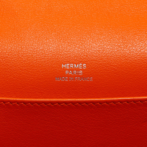 Hermes HERMES ◻︎K 2007 Silver Metal Pochette Kelly Handbag Orange WS11954