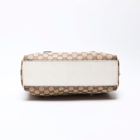 Gucci GG Canvas White Boston Shoulder Bag Beige WS11961