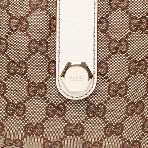 Gucci GG Canvas White Boston Shoulder Bag Beige WS11961